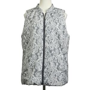 Chico's Gray Paisley Vest With Pockets, Sz 1/M